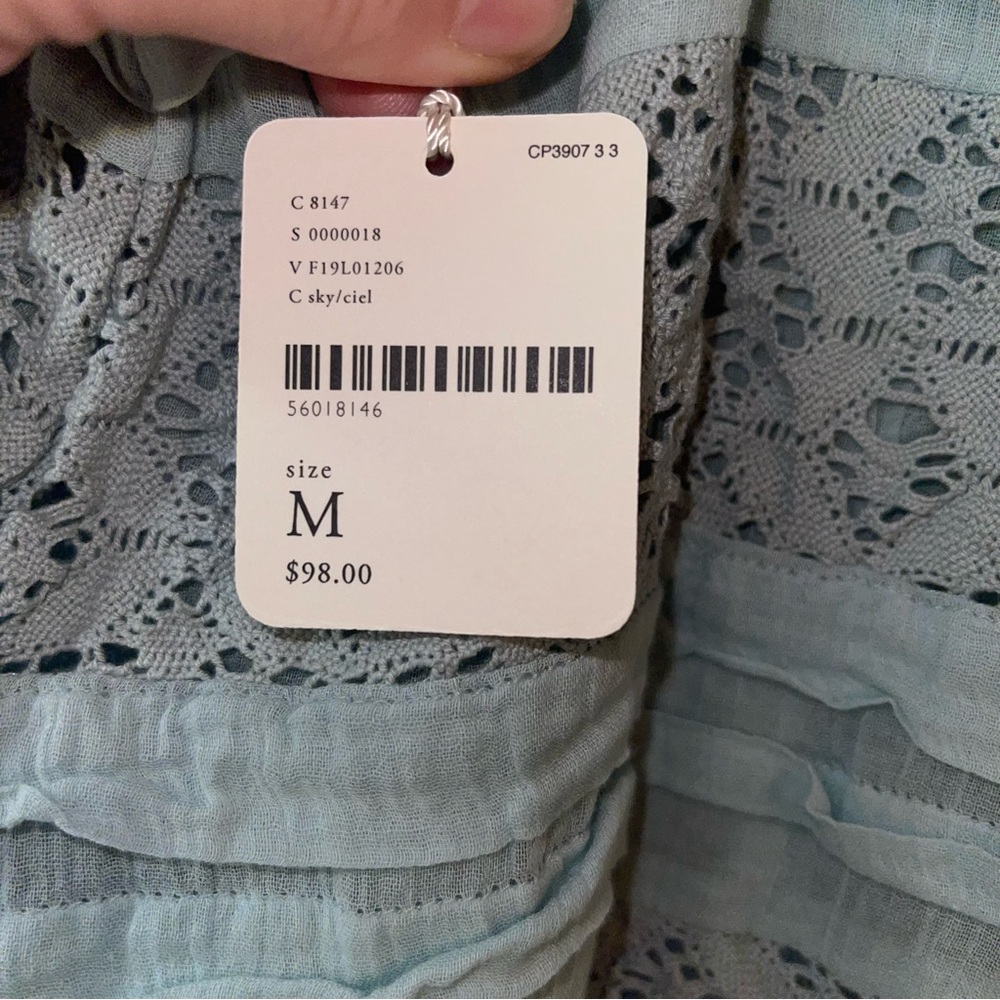 New Free People FP One Shailee Slip Dress Lace Mint Sky Blue Green Cotton Medium - Picture 2 of 11